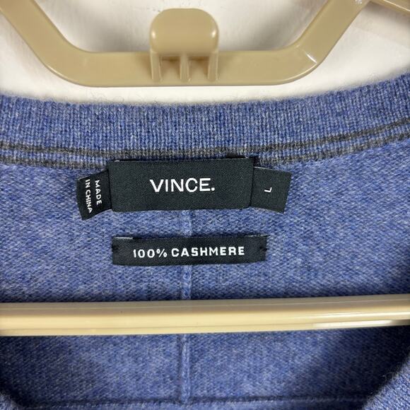 Vince Blue V-Neck 100% Cashmere Sweater Large minimalist quiet luxury - Picture 7 of 9